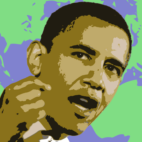 Barack Obama with globe pop art picture London time This is now the day of