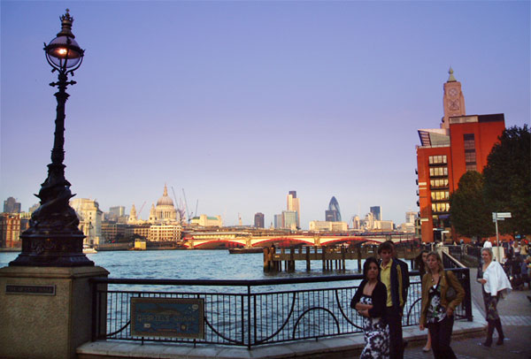 photo of the City of London taken from the south bank of the Thames
