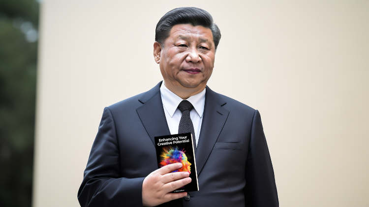 President Xi holding his copy of "Enhancing Your Creative Potential"